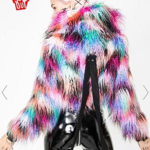 CURRENT MOOD DARK GALAXIES FAUX FUR JACKET